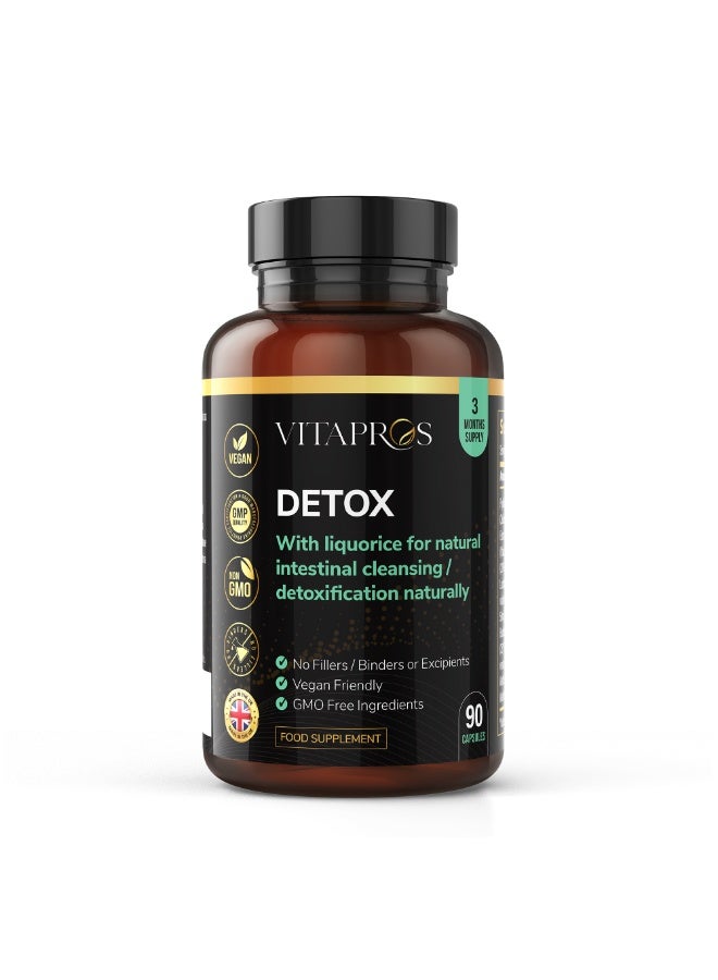 Vitapros Detox – Natural Digestive & Intestinal Cleanse Formula – With Fibre, Herbs, Probiotics & Prebiotics – Gut Balance & Daily Wellness Support